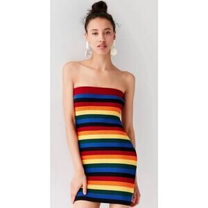 Urban Outfitters Mini Rainbow Knit Tube Dress Size Small NWOT